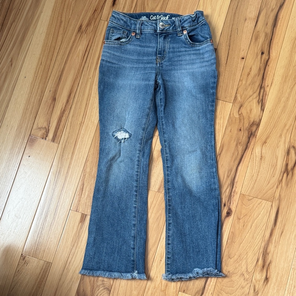 Cat & Jack Distressed Blue Straight Leg Jeans